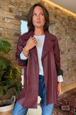 Made in Italy Runa Leather Look Relaxed Blazer Burgundy